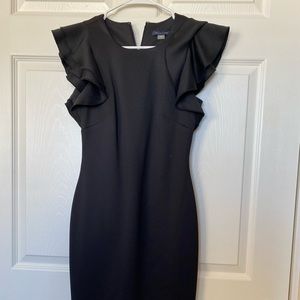 Black Tommy Hilfiger Ruffled Sleeve Cocktail Dress